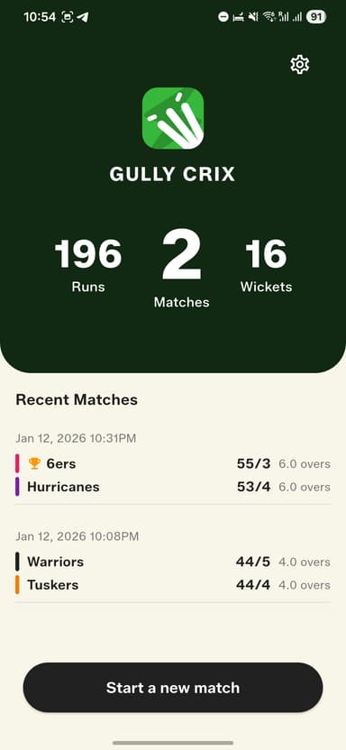 All your match history saved locally on your device