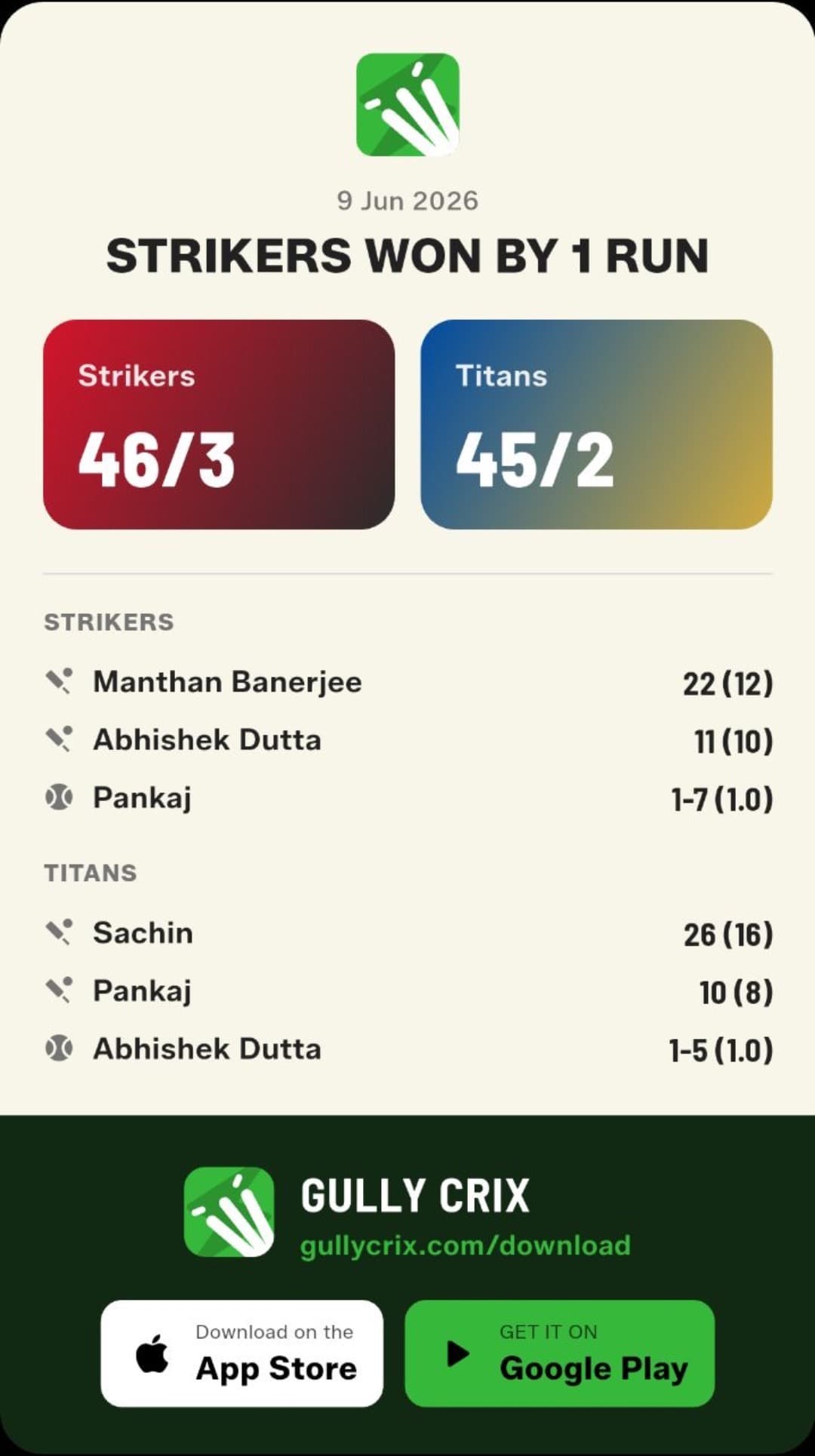Share your match result card