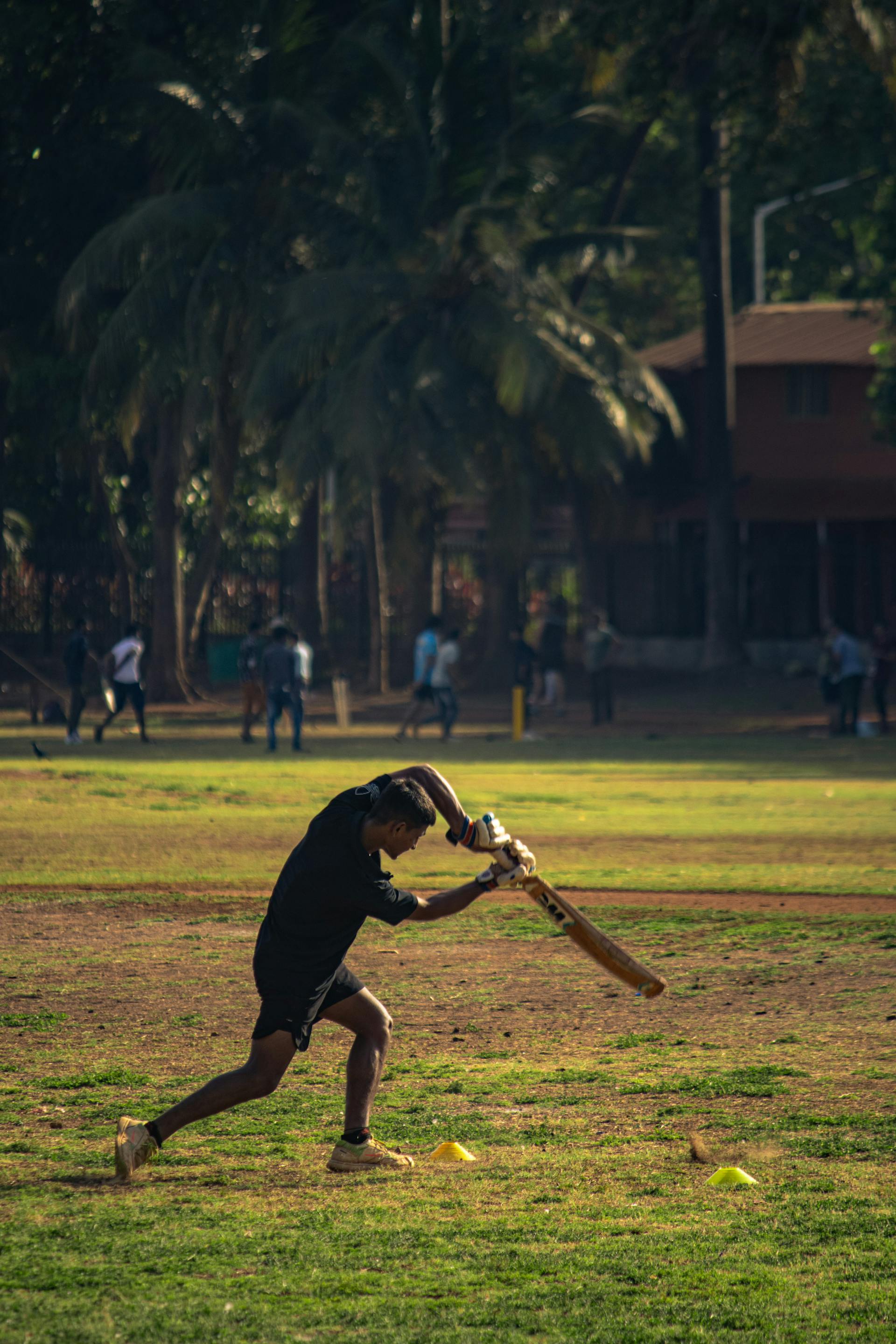 Batting action shot